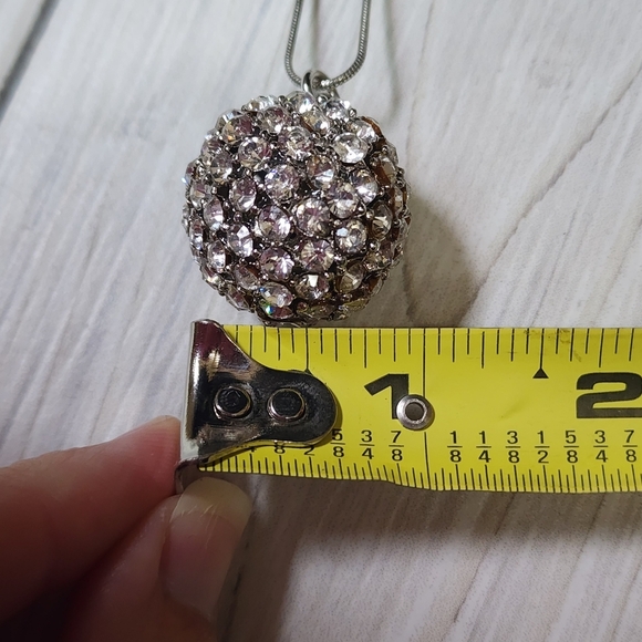 Elegant Cookie Lee Silver Necklace with Crystal Disco Ball Pendant #26116 NWT - Picture 7 of 7